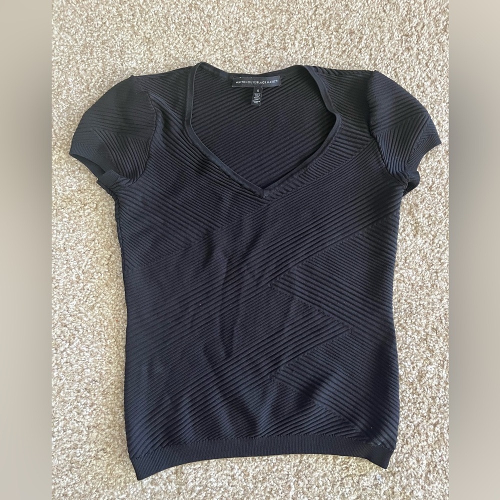 Black textured t-shirt top